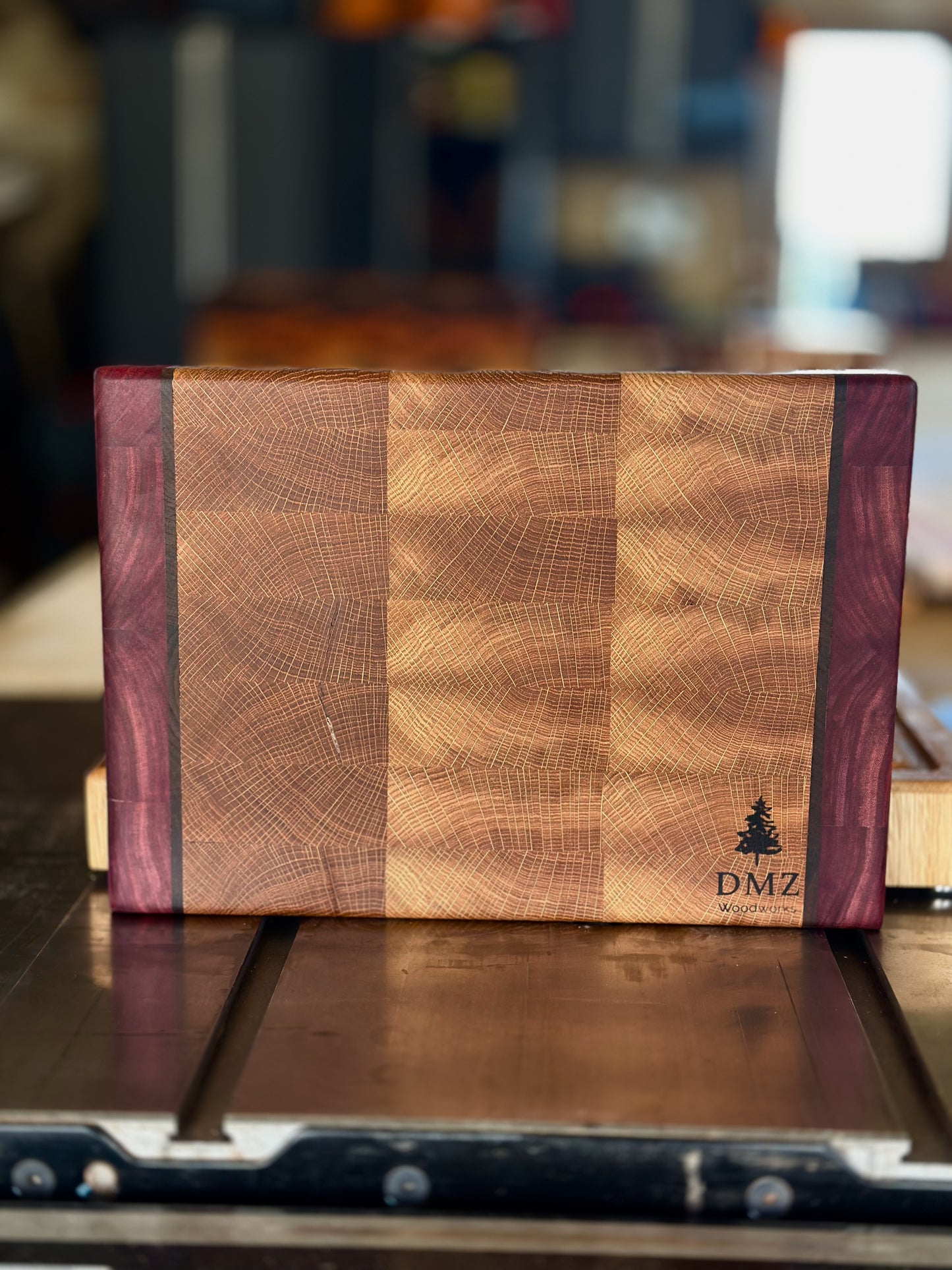 White Oak & Purple Heart End Grain Cutting Board